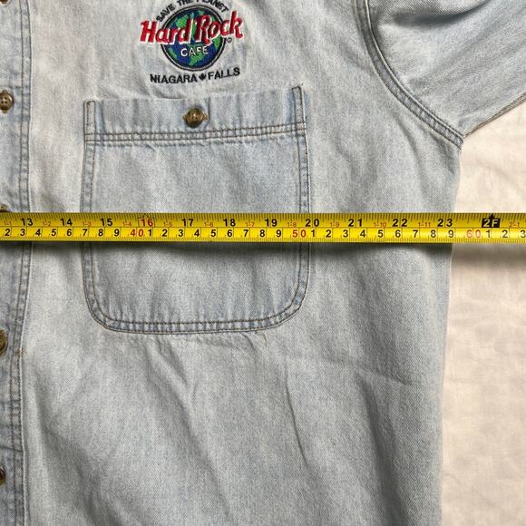 J Jim Hard Rock Cafe Denim Button Down Niagara Falls Size Medium 100% Cotton - Picture 5 of 7